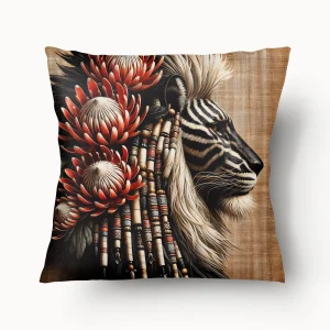 Housse de Coussin AFRIQUE - Duo Lions en Duel - 45 et 55cm