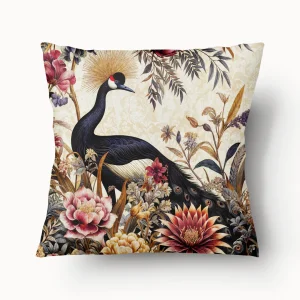 Housse de Coussin BESTIAIRE - Duo Canopée Fantastique Grue Paon - 45cm