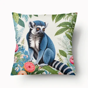 Housse de Coussin BESTIAIRE - Duo Lémuriens Aquarelle - 45 et 55cm