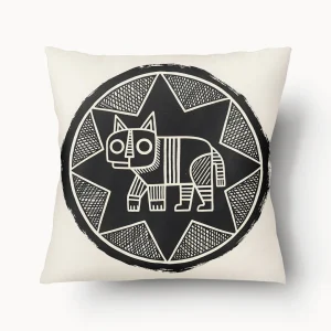 Housse de Coussin TOTEM - Félin Solaire Miztli - 45cm