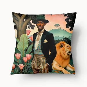 Housse de Coussin AFRIQUE - Duo Sapeur Lion - 45 et 55cm