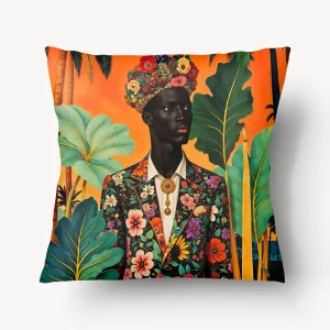Housse de Coussin AFRIQUE - Solo Sapeur Couronné - 45cm