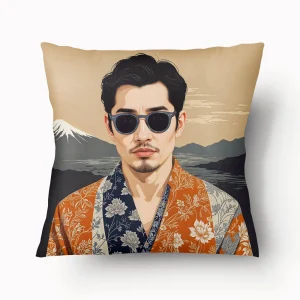 Housse de Coussin ASIE - Duo Zen Homme et Thé - 45 et 55cm