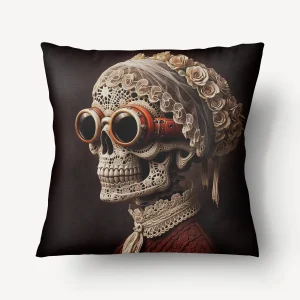 Housse de Coussin VANITÉ - Solo Skull Steampunk - 45cm