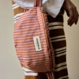 Banane en Coton Imprimé Rayures Lilas